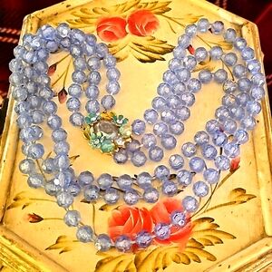 Vintage 3 Strand Selro & Selini Frosted Bead Necklace
